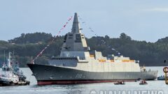 Imagen de portada: Navantia habría botado en Ferrol la segunda fragata F-110, la F-112 «Roger de Lauria»